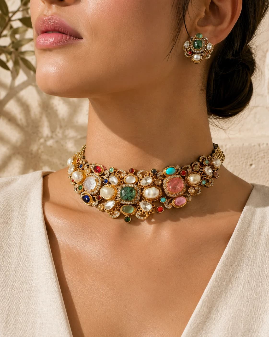 Rang Mahal Choker Set model wearing