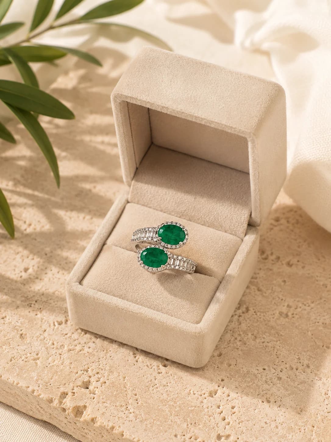 Emerald Hush Ring packaging shot