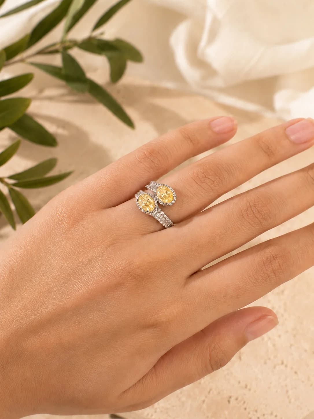 Topaz Hush Ring hand styling