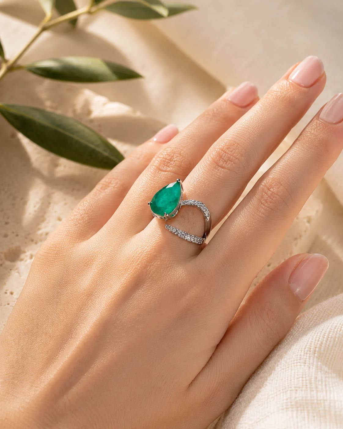 Celeste Emerald Ring hand styling