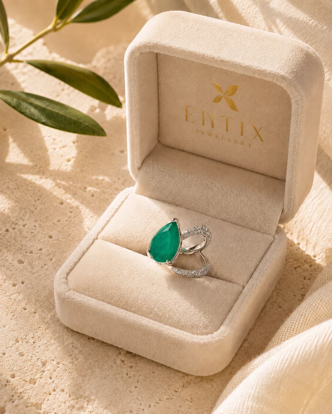 Celeste Emerald Ring packaging shot