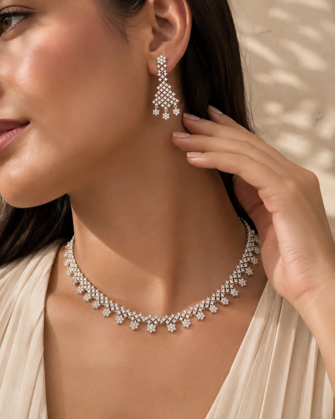 Cupid's Whisper Necklace Set model wearing