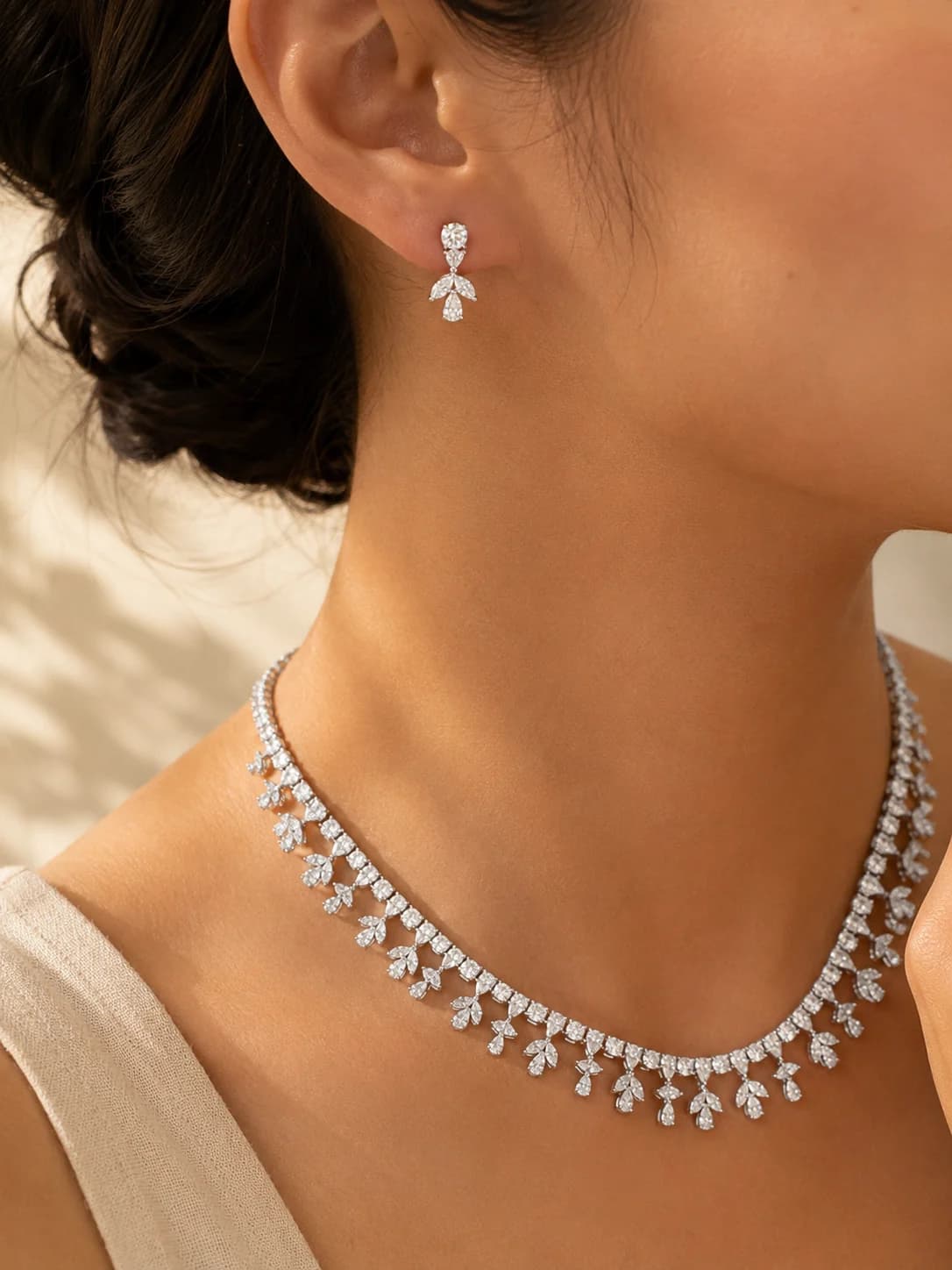 Athena Grace Necklace Set model wearing