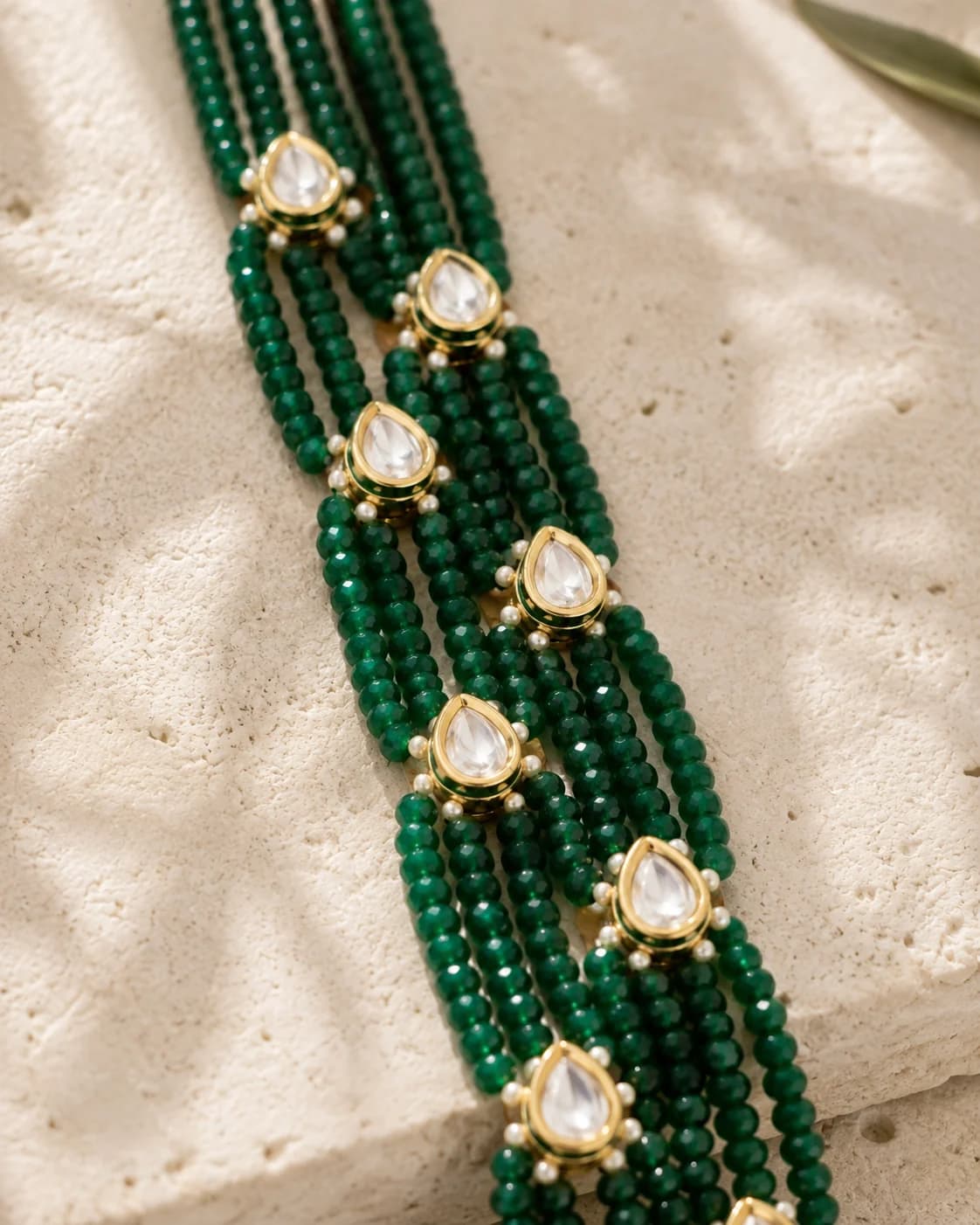 Ratnaavali Green Long Necklace