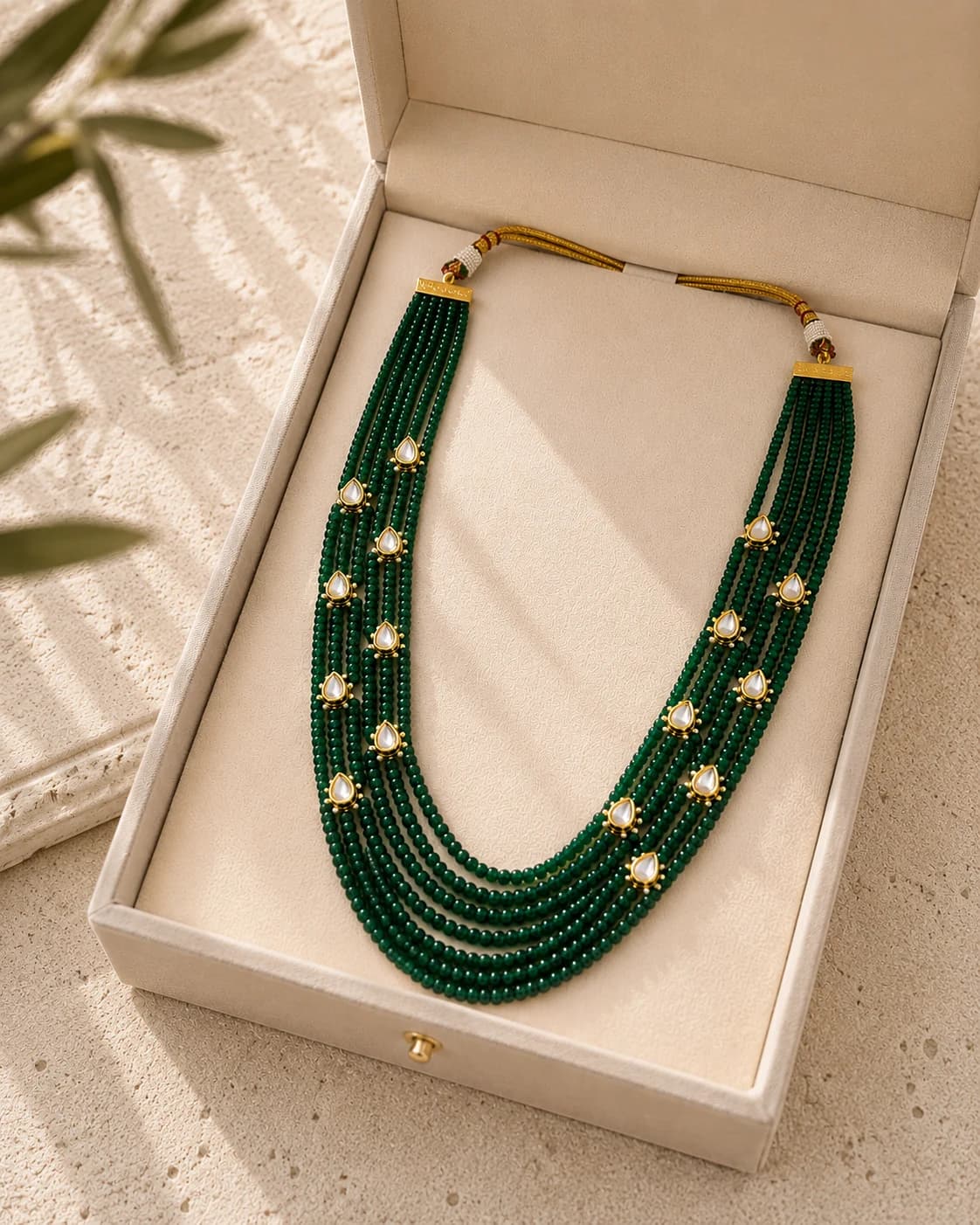 Ratnaavali Green Long Necklace packaging shot