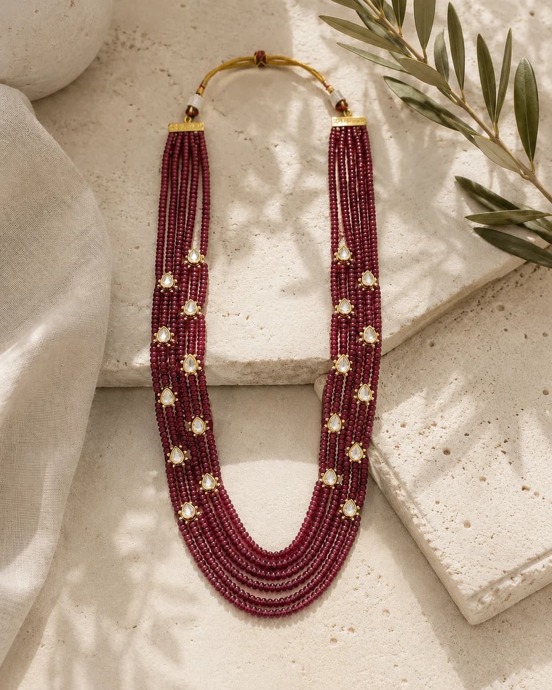 Ratnaavali Red Long Necklace