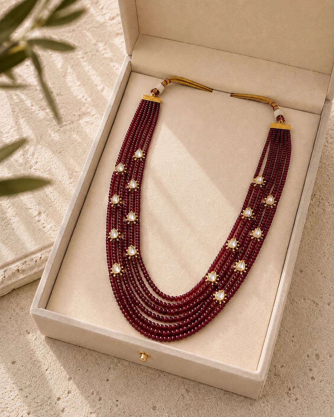Ratnaavali Red Long Necklace packaging shot