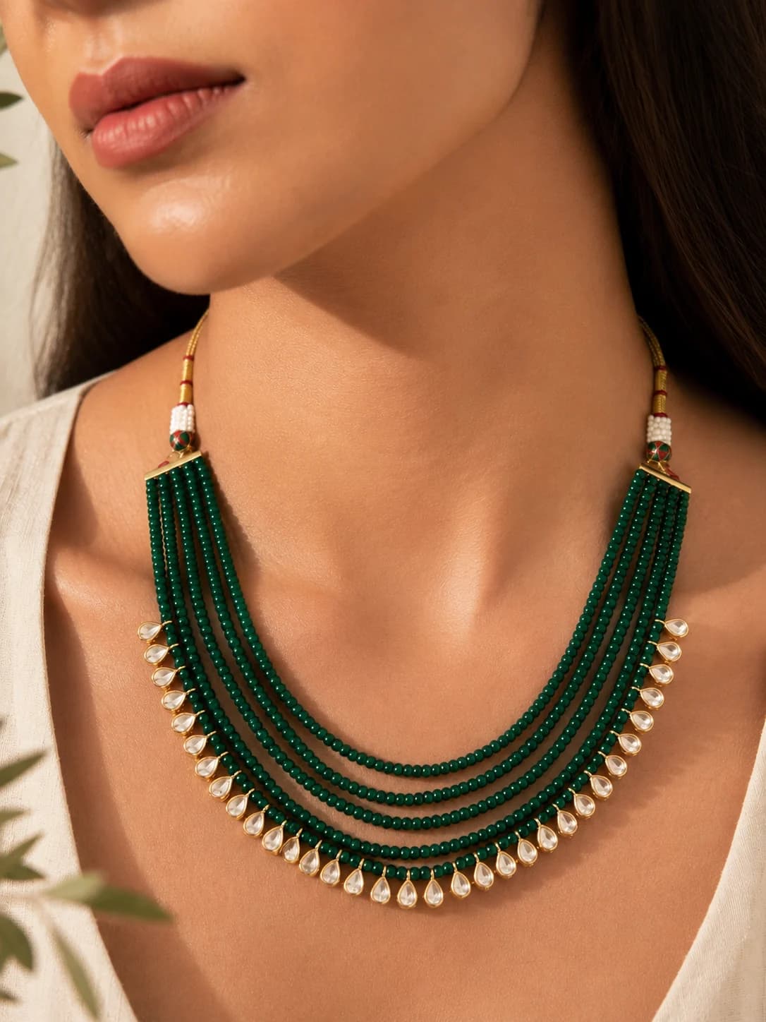 Her Excellence Jade Long Necklace model wearing