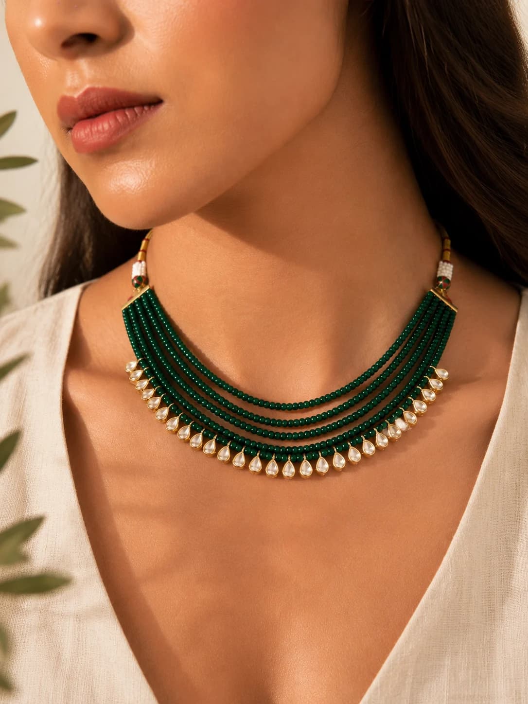 Her Excellence Jade Long Necklace model wearing