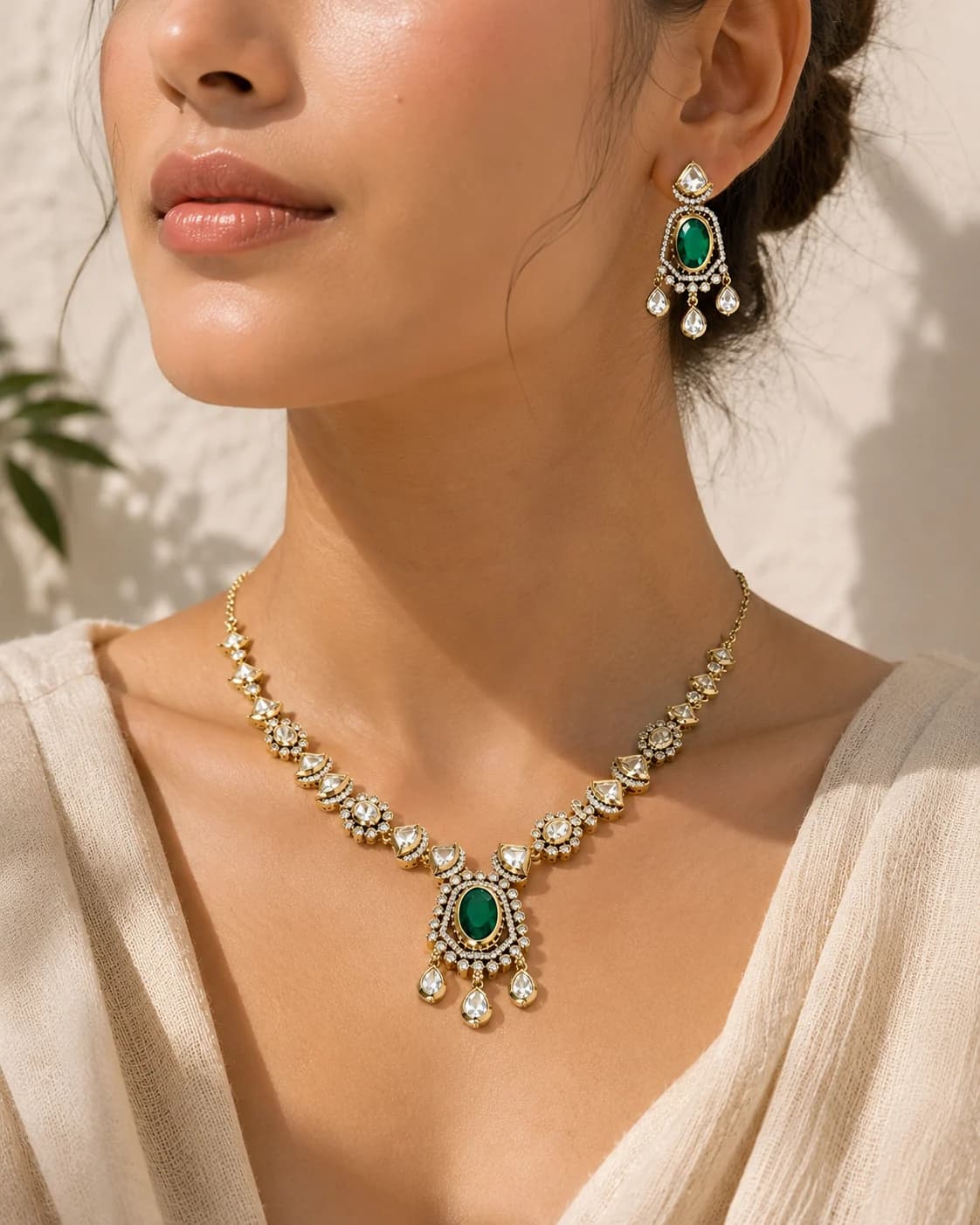 Rajeshwari Necklace set model wearing
