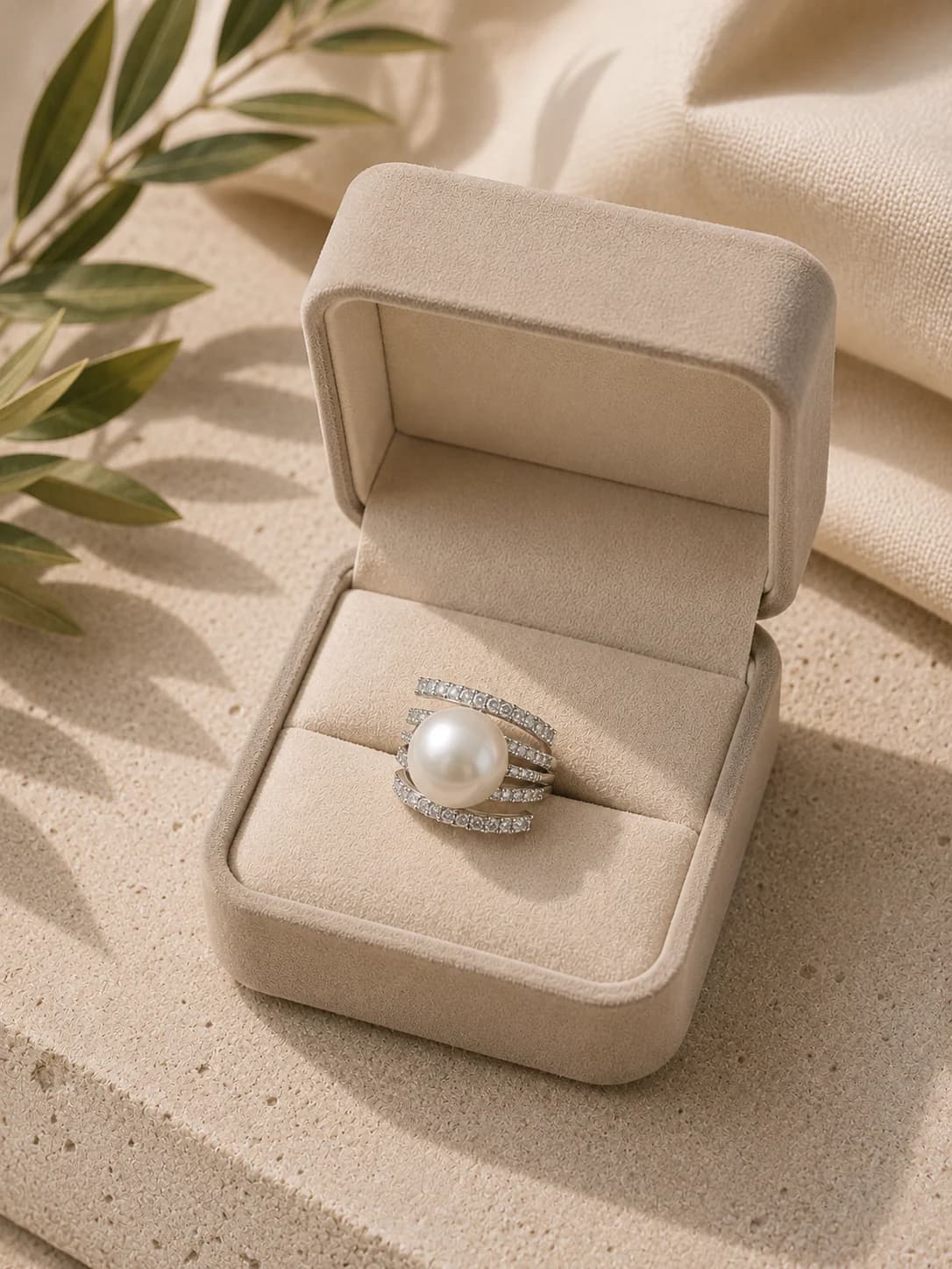 Mahroo pearl ring packaging shot