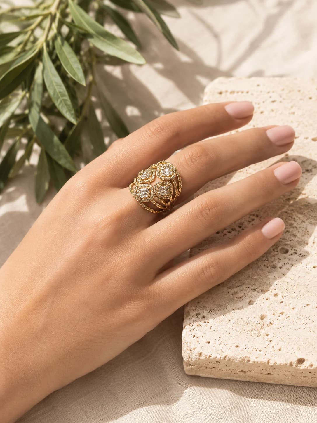 Amira Gold Ring hand styling