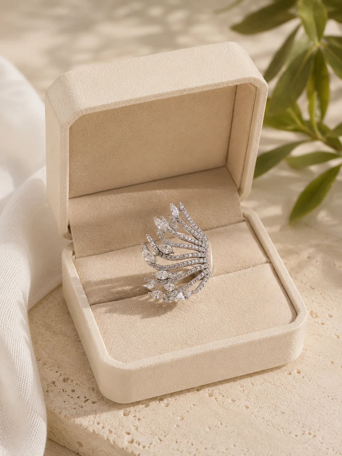 Malika ring packaging shot
