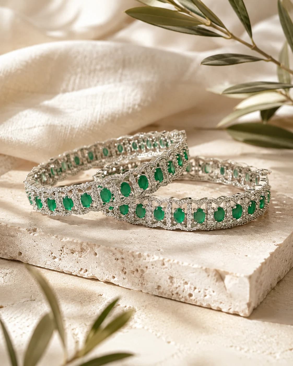Emerald Symphony Bangles