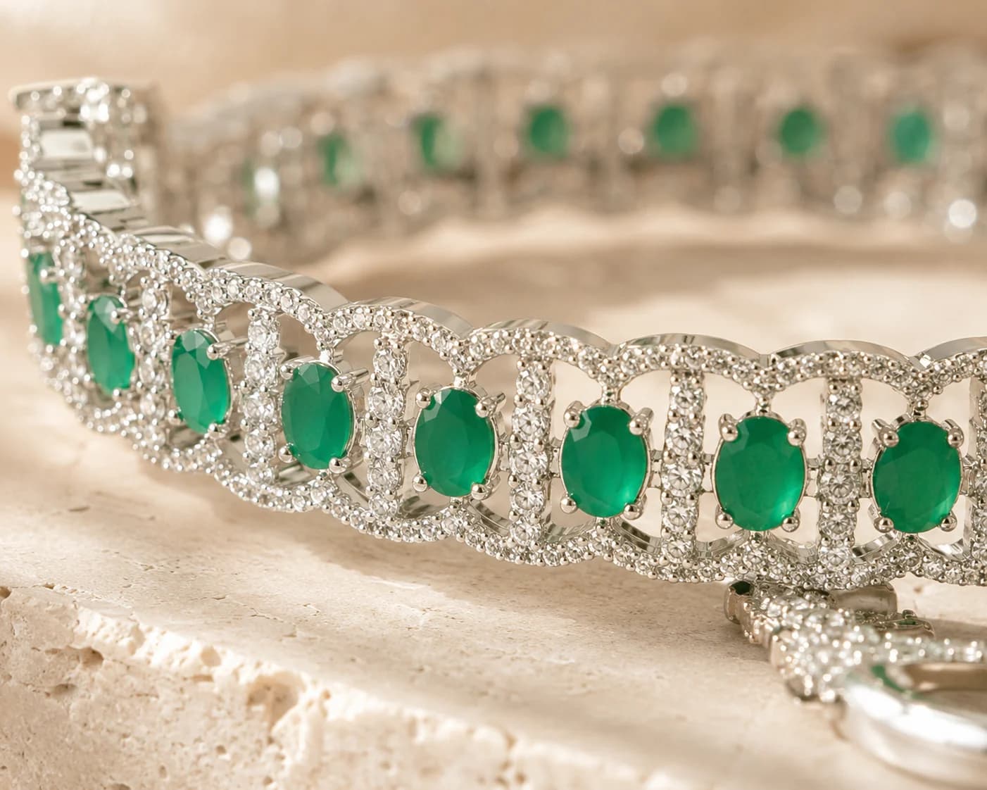 Emerald Symphony Bangles macro detail