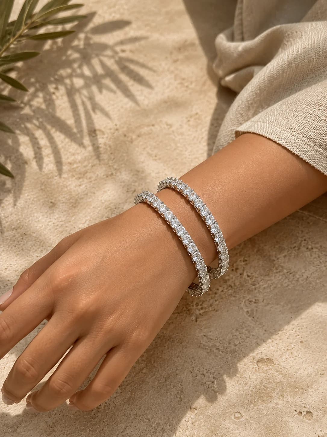 Moonlight Tennis bangles set model wearing