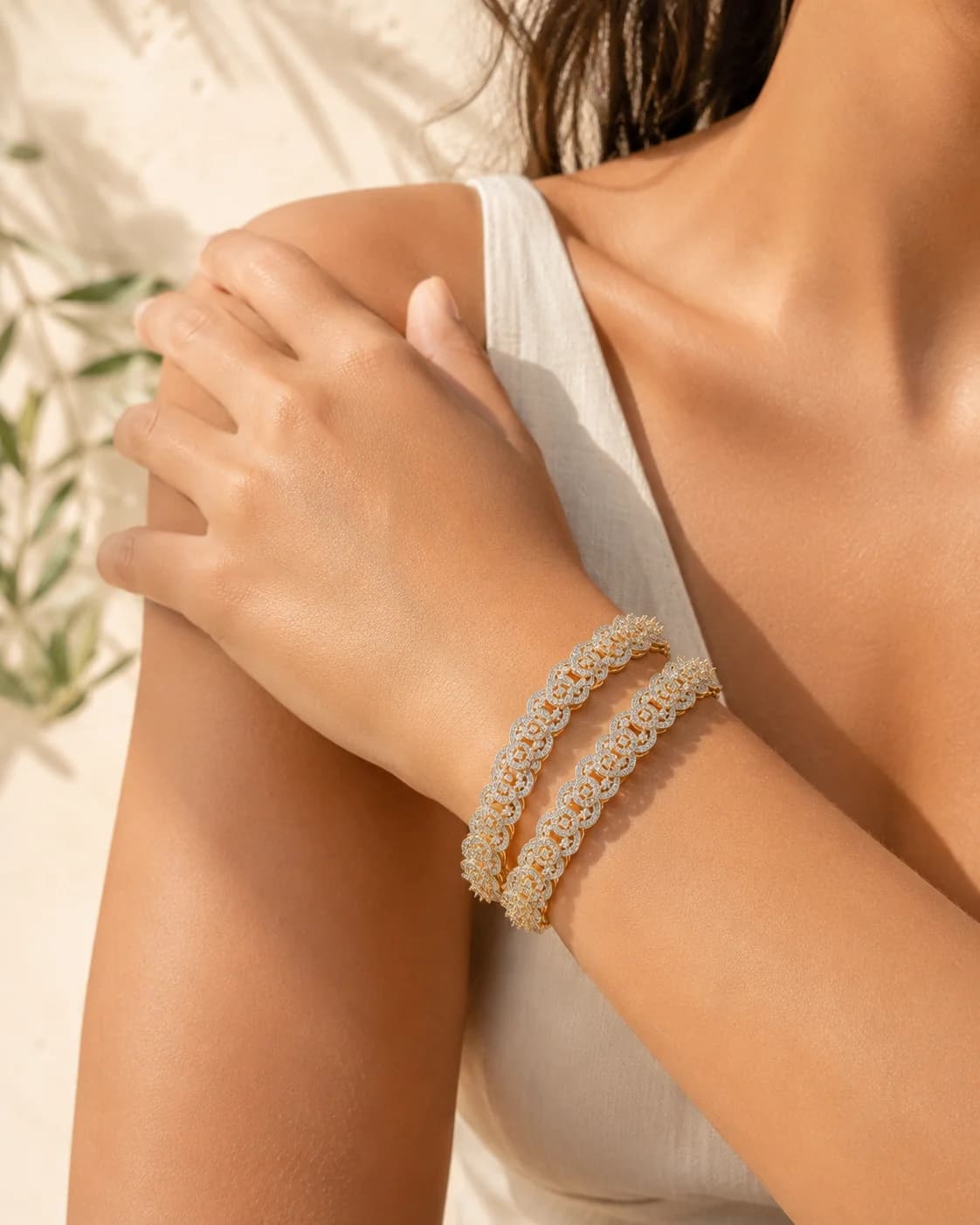 Aurum Spark Bangles model wearing