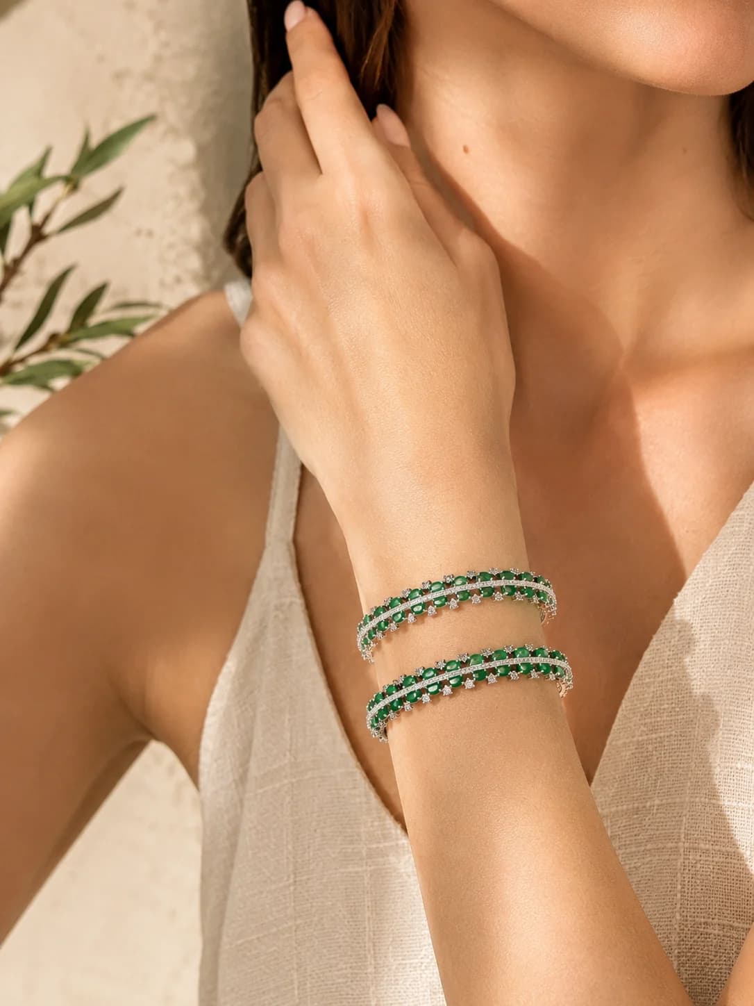 Esmeralda Luxe Bangles model wearing