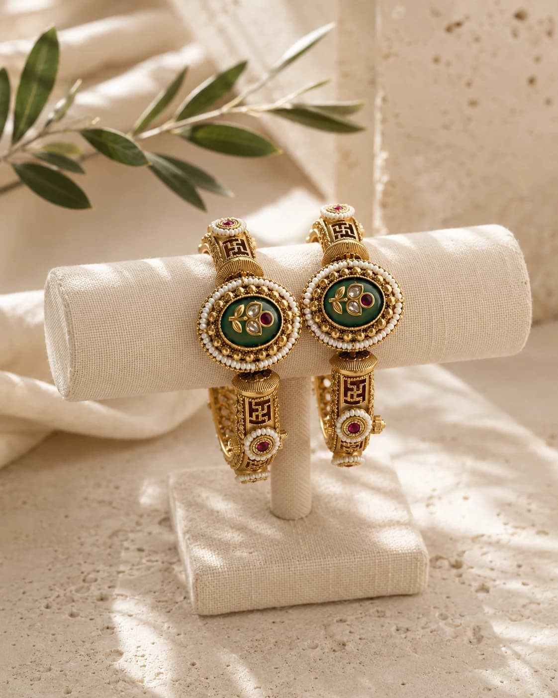 Swastik Jade Bangles