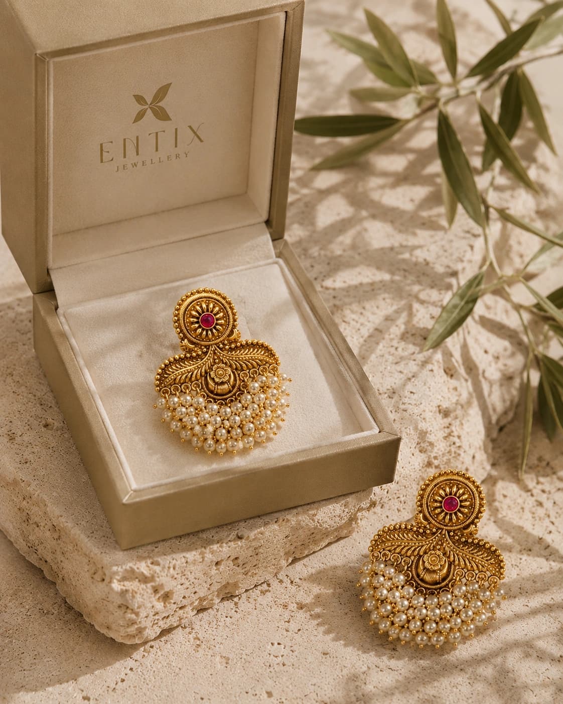 Mahalakshmi Moti Earrings packaging shot