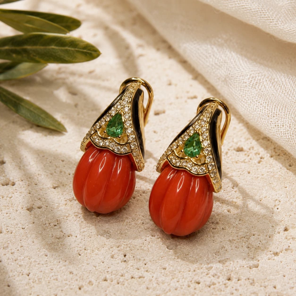 Coral Athena Orange Earrings