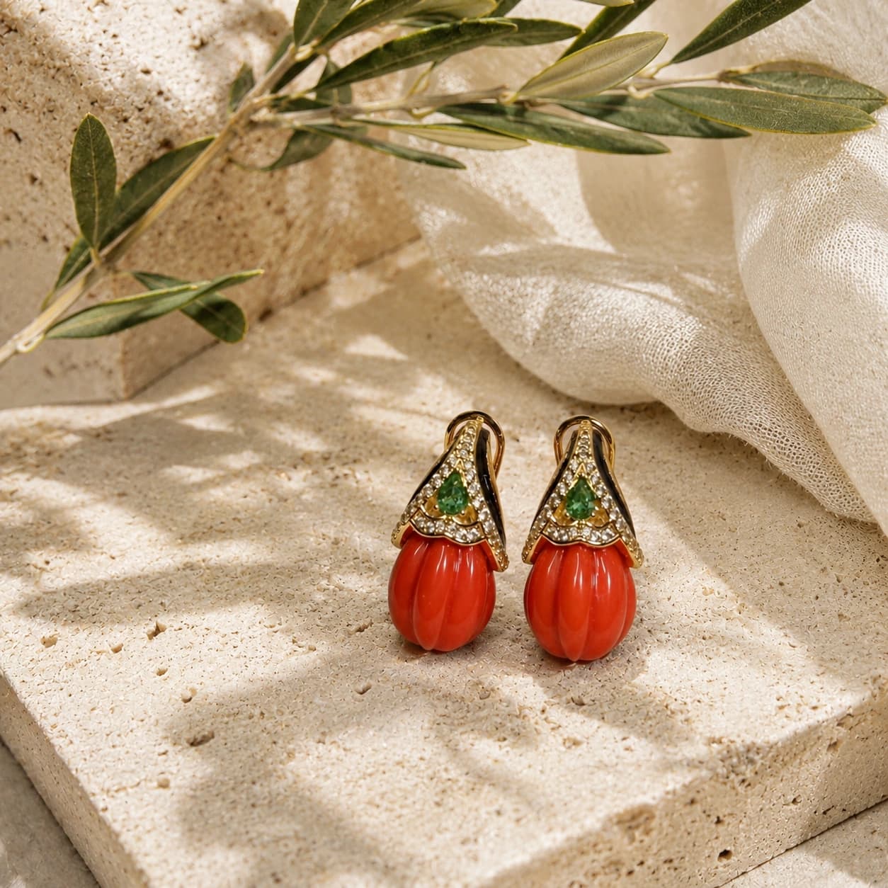 Coral Athena Orange Earrings alternate angle