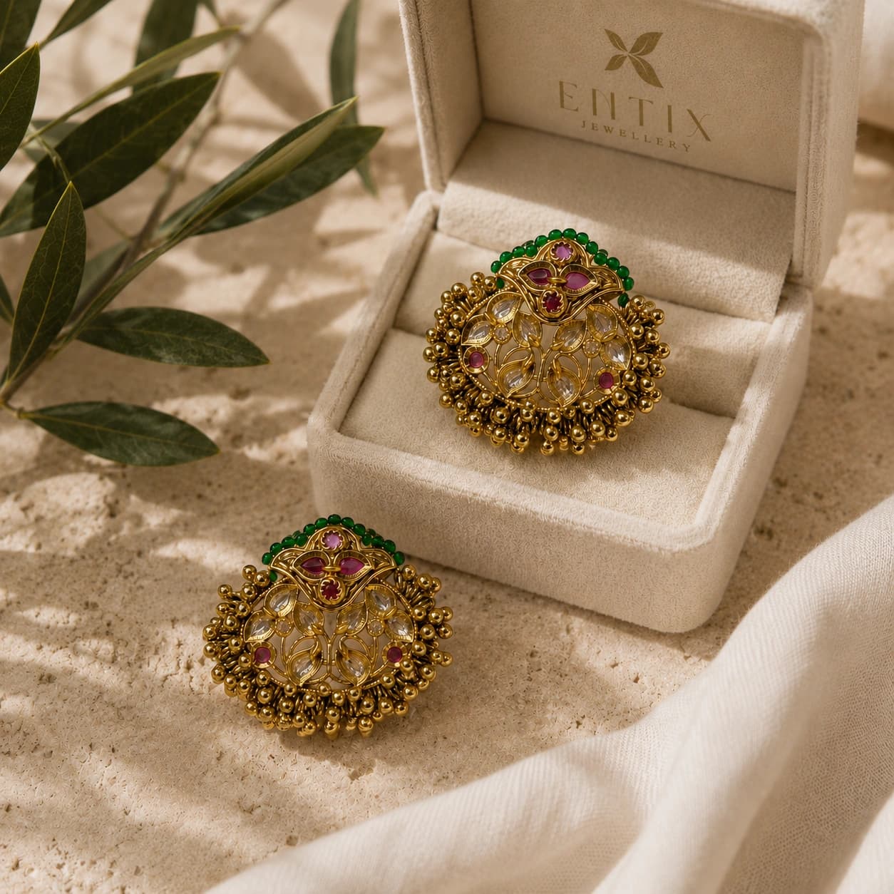 Meenakshi Kundan Earrings packaging shot
