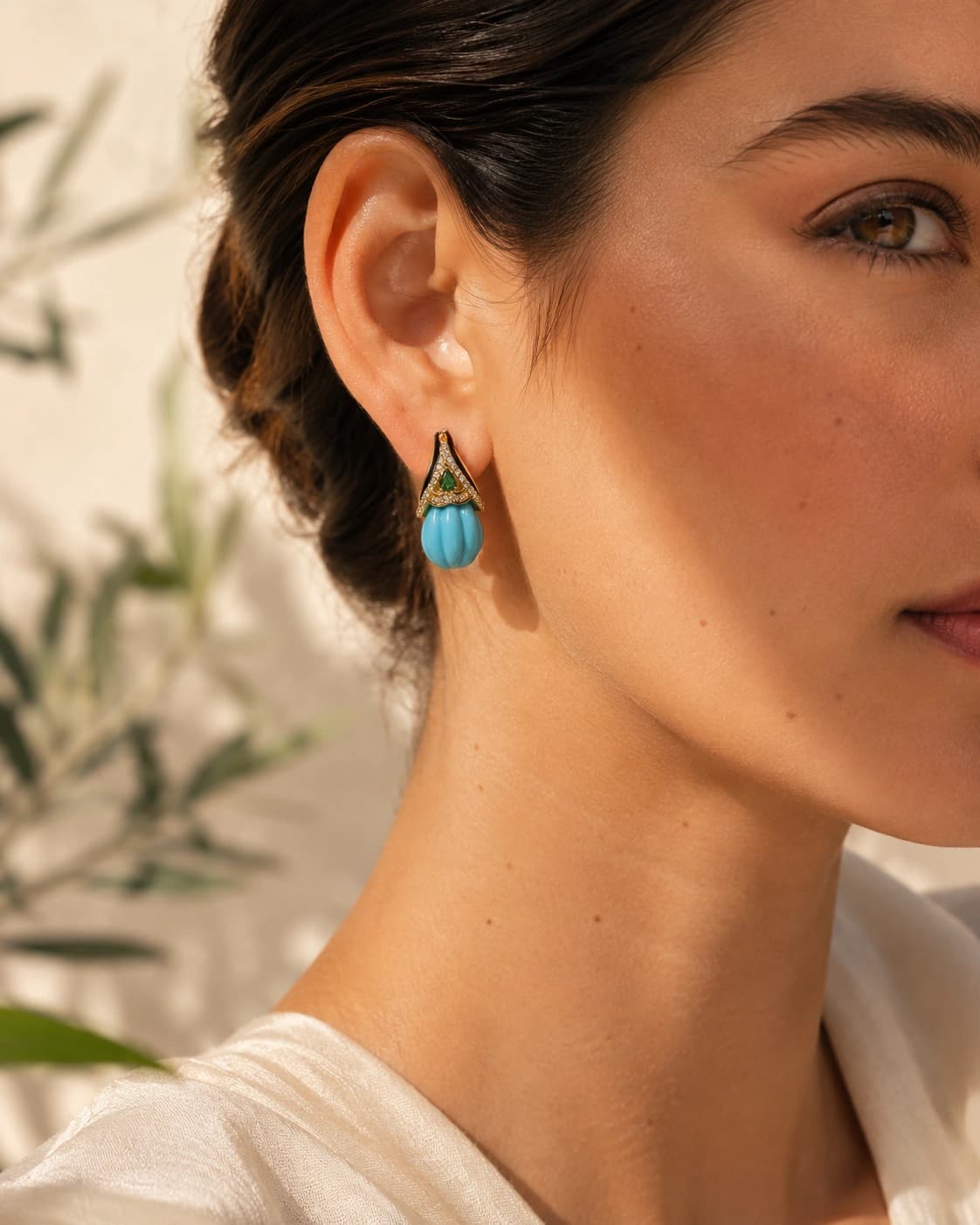 Turquoise Zarin Drops model wearing