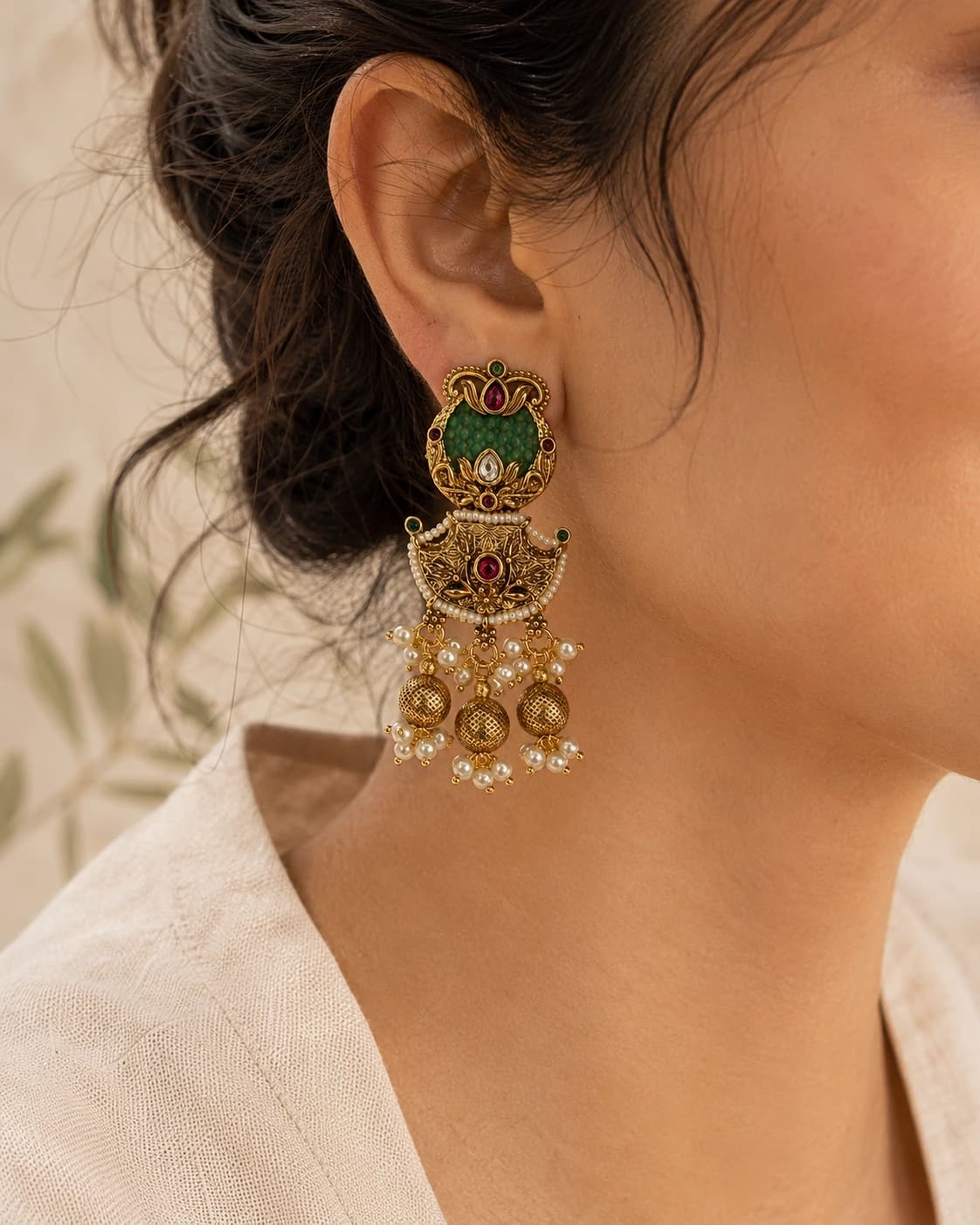 Surina Regal Earrings model wearing