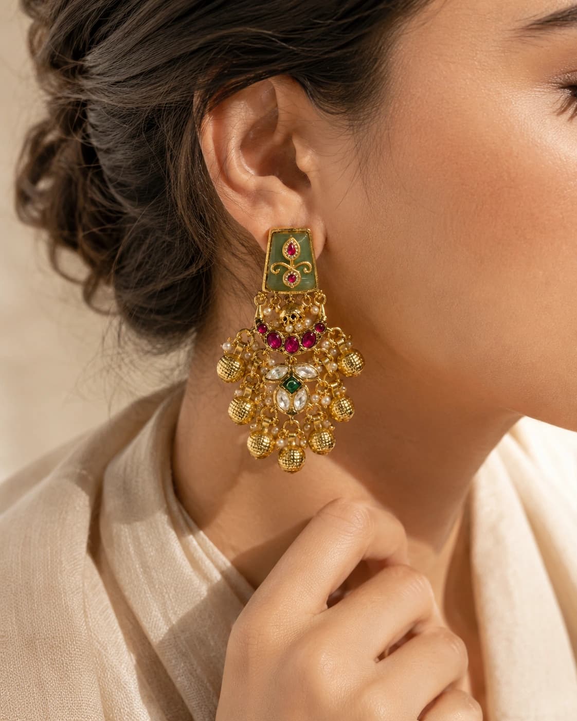 Jade Rajsi Earrings model wearing