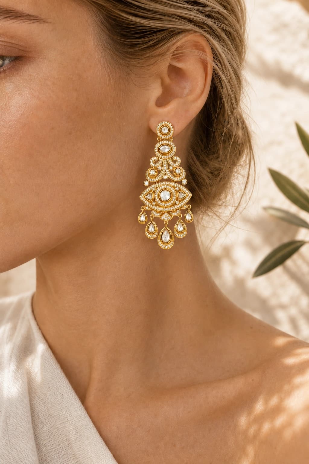 Virasat Kundan Earrings model wearing