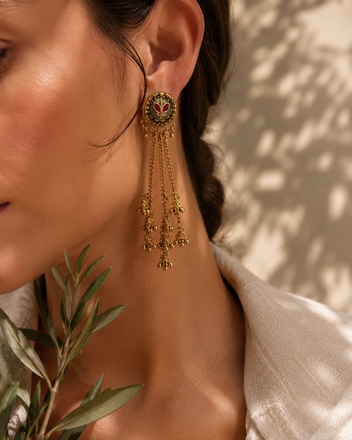 Zooni Long Earrings model wearing