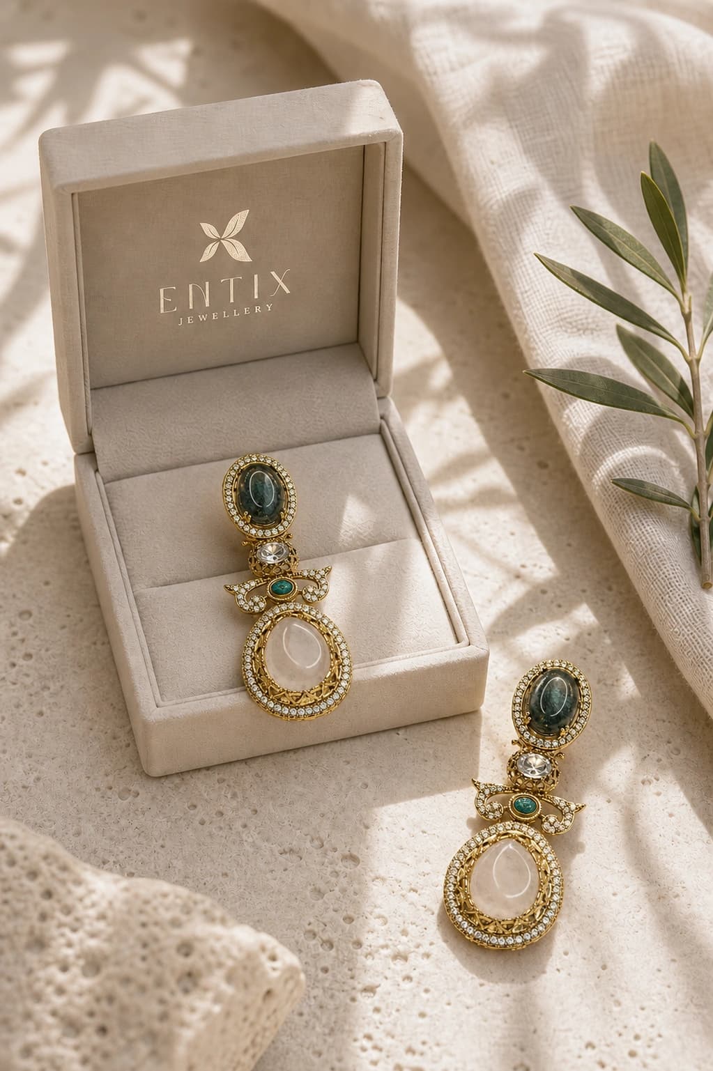 Victorian Emergence Earrings packaging shot