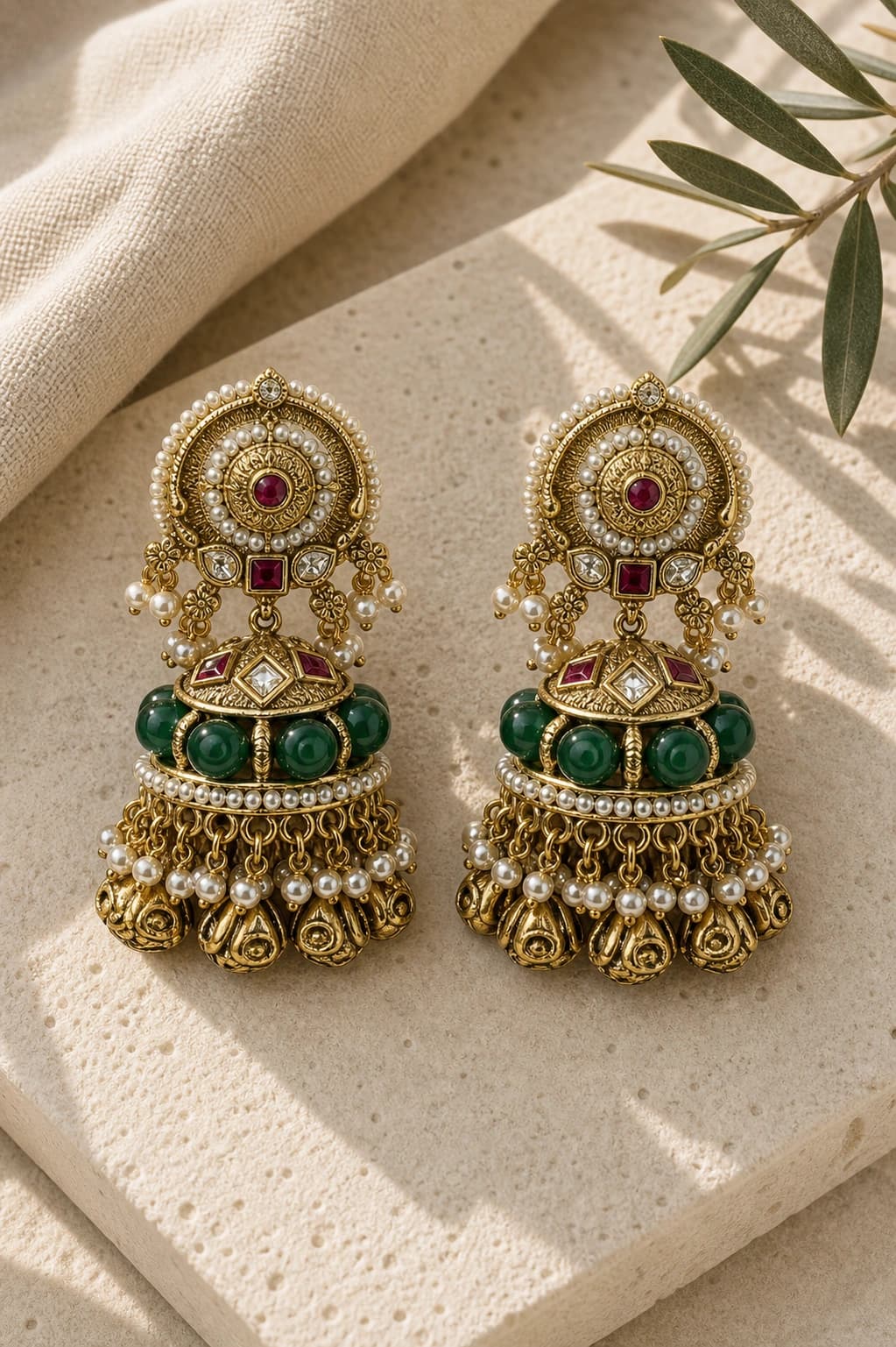 Sunehri Rajwada Jhumkis