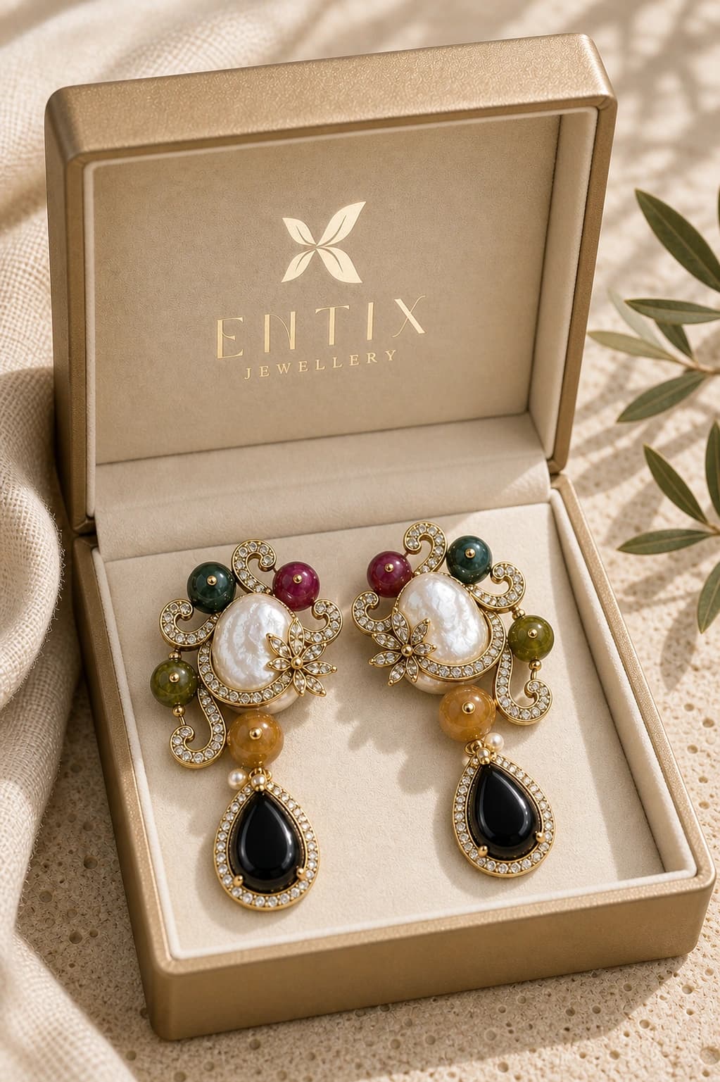 Moonlit Pearl Earrings packaging shot