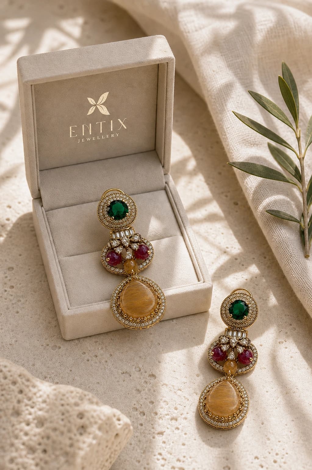 Yasmin Gemstone Earrings packaging shot
