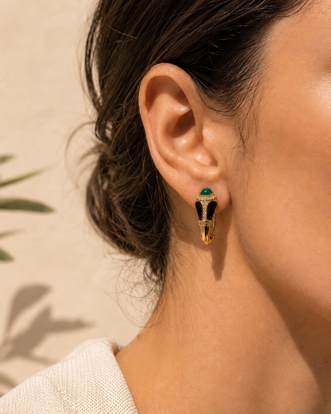 Celeste Green Studs model wearing