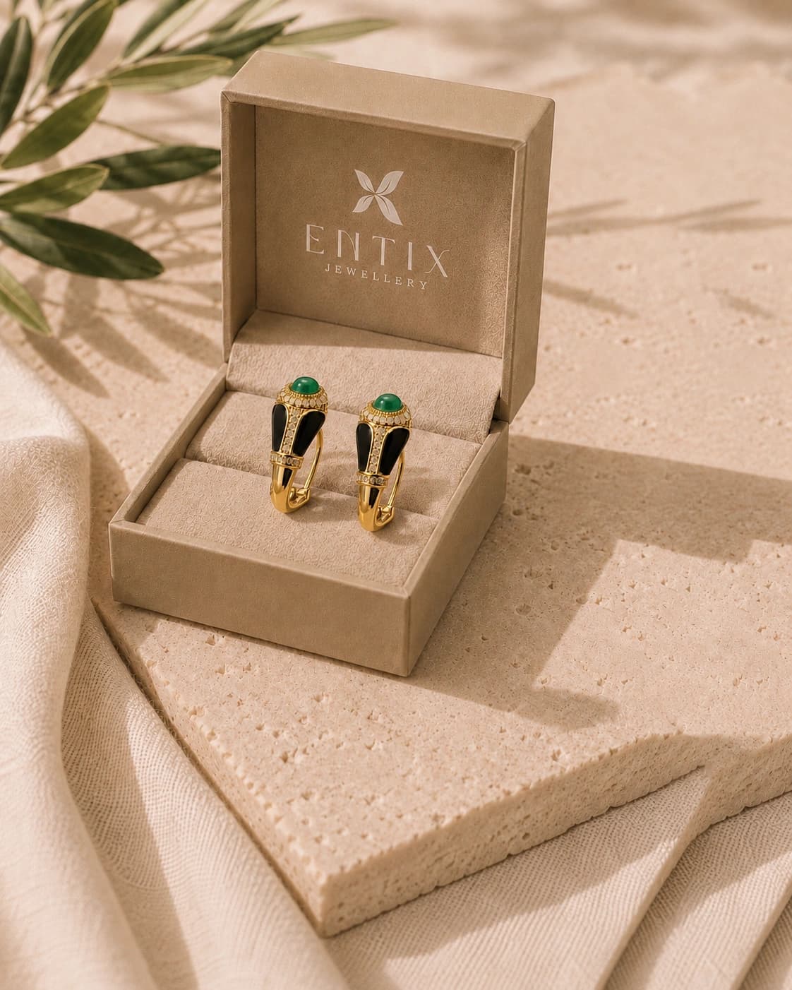 Celeste Green Studs packaging shot