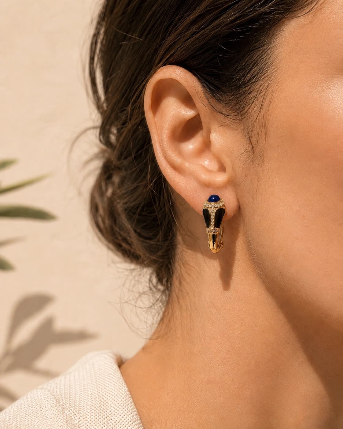 Celeste Blue Studs model wearing