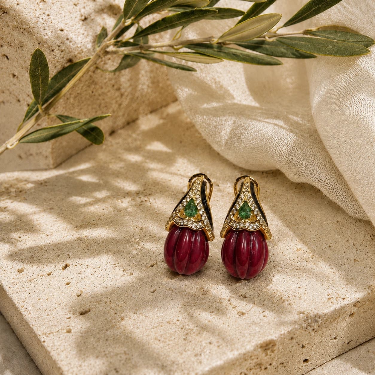 Coral Athena Red Earrings