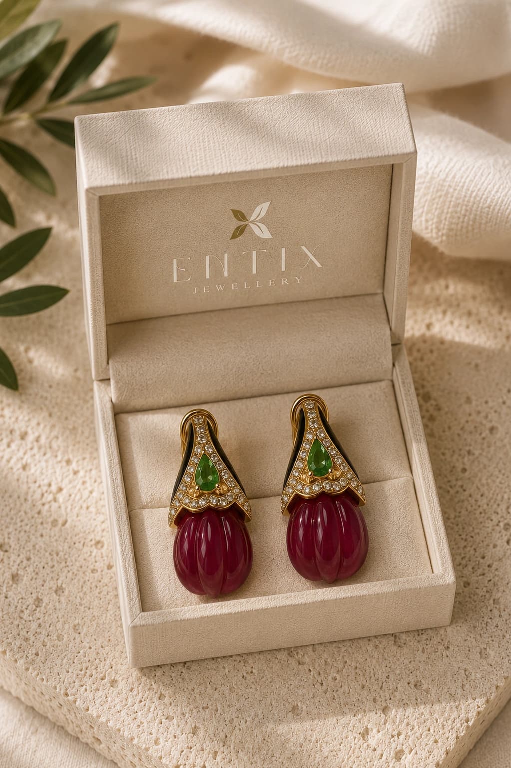 Coral Athena Red Earrings packaging shot