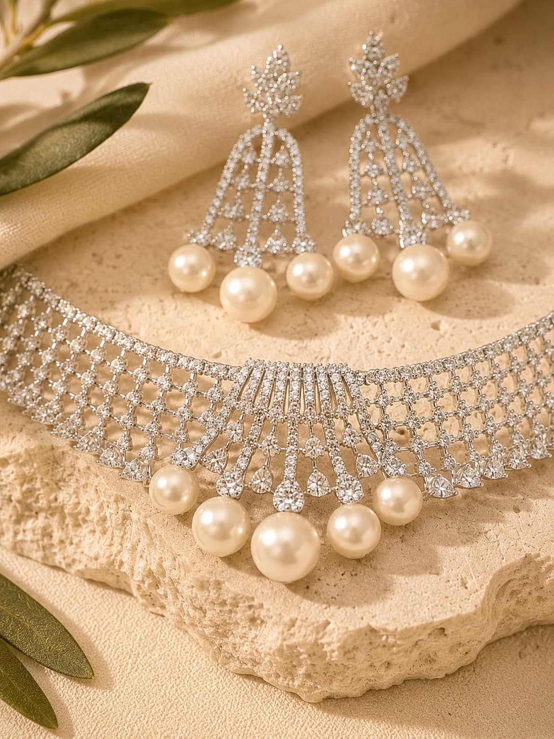 Selene Silver Pearl Set