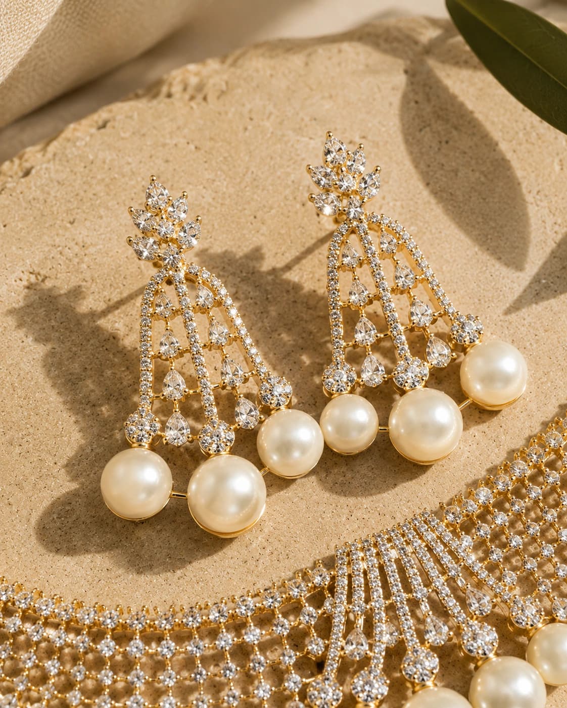 Selene Gold Pearl Set
