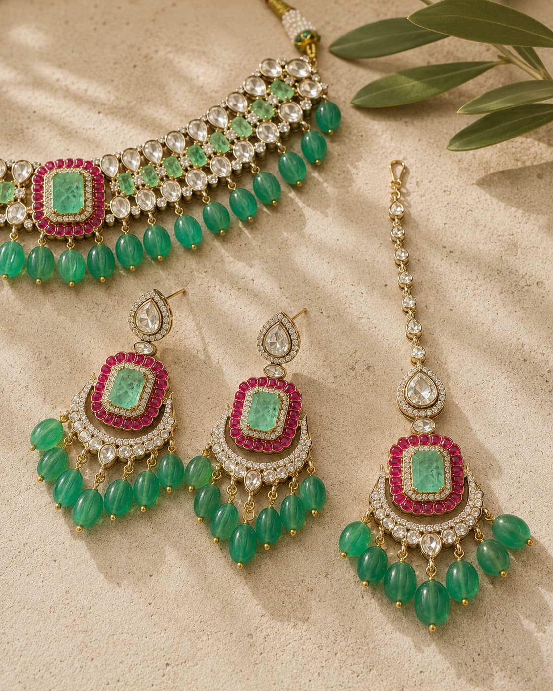 Panna Mahal Choker Set macro detail