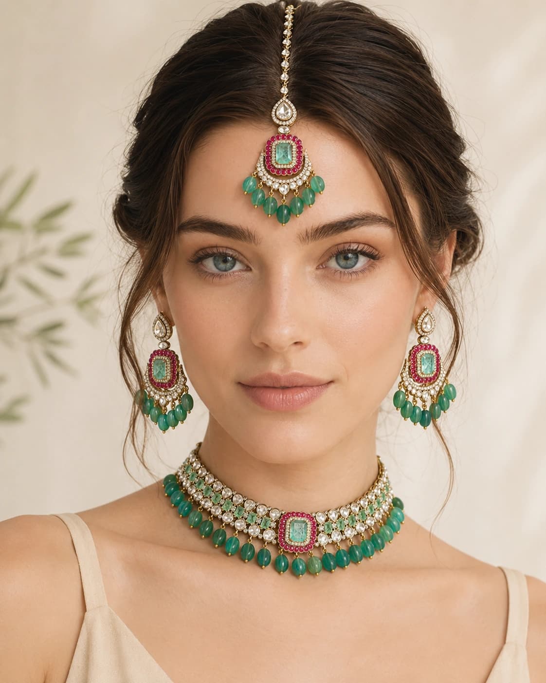 Panna Mahal Choker Set model wearing