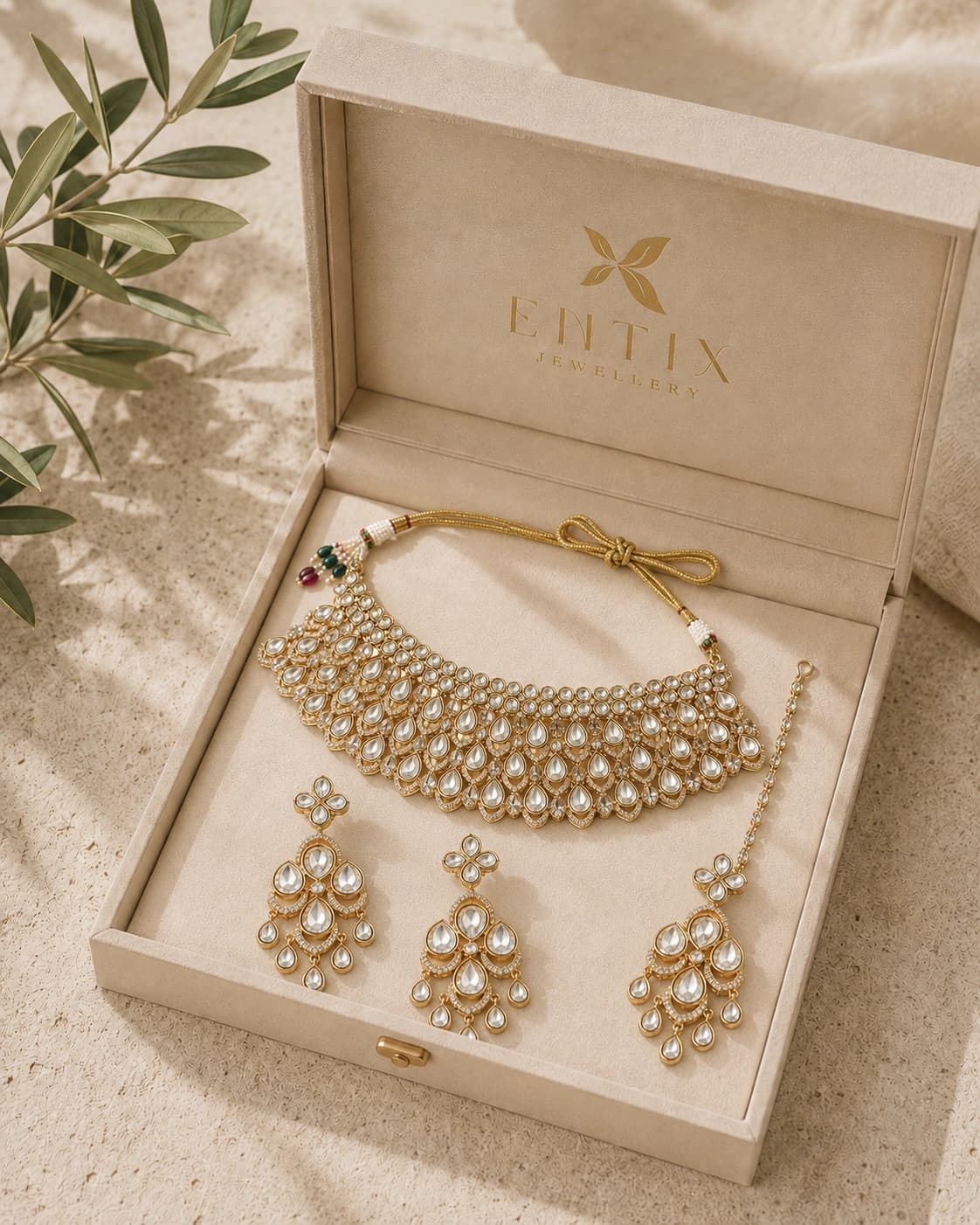 Raj Tilak Kundan Choker Set packaging shot