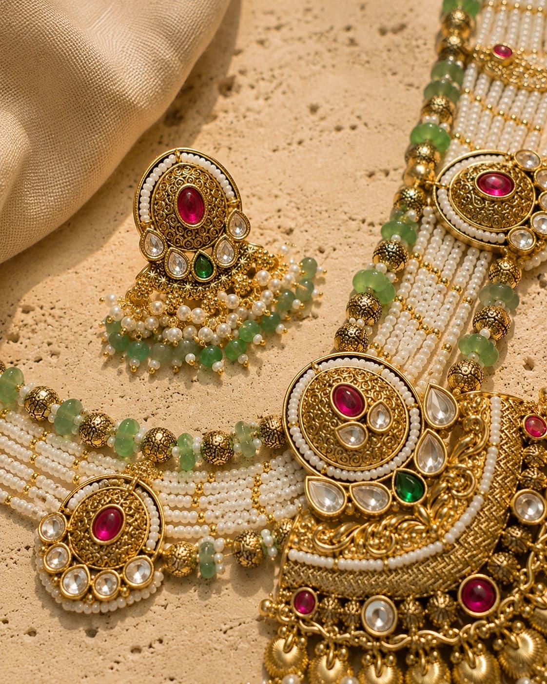 Emerald Darbaar Kundan Set