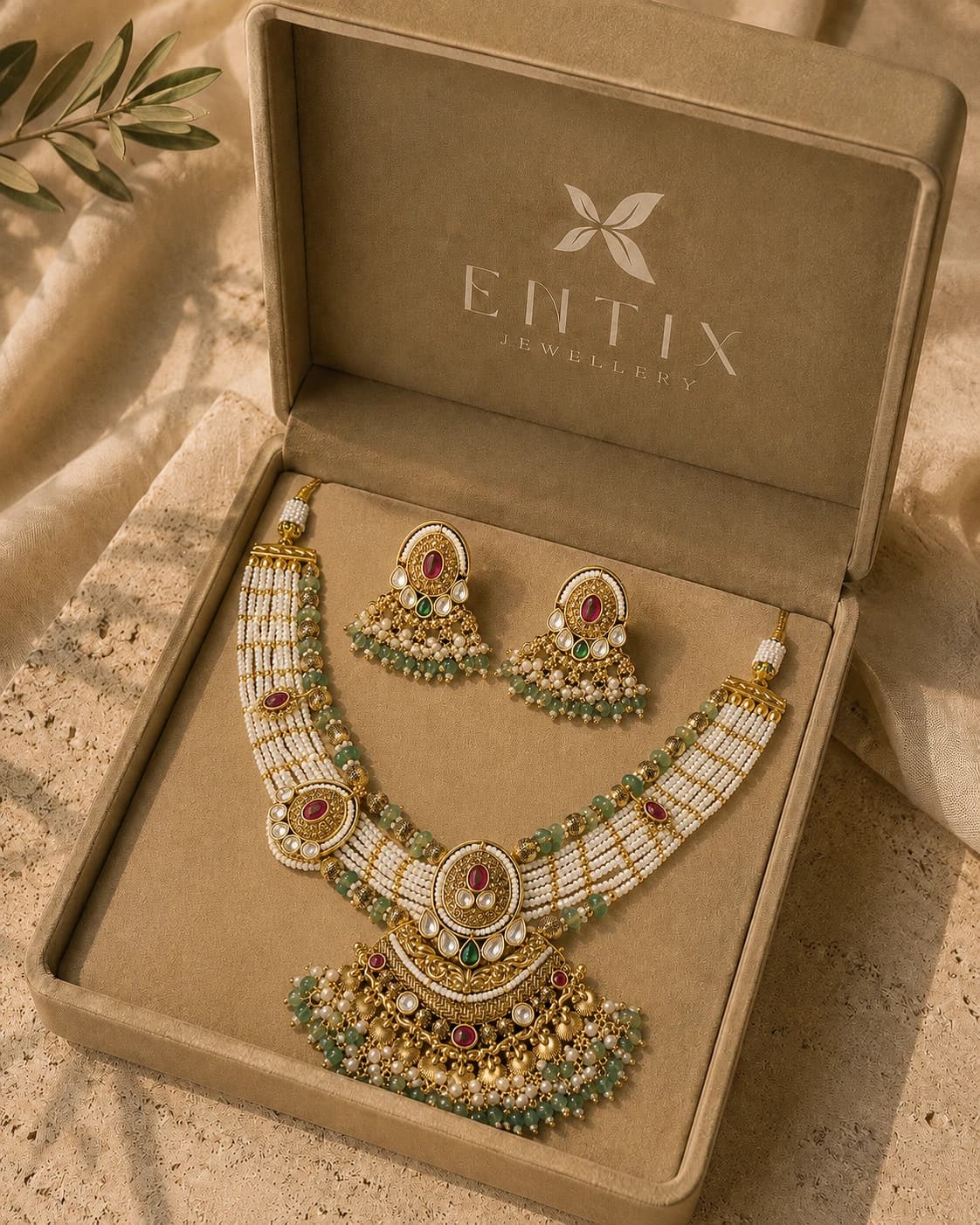 Emerald Darbaar Kundan Set packaging shot